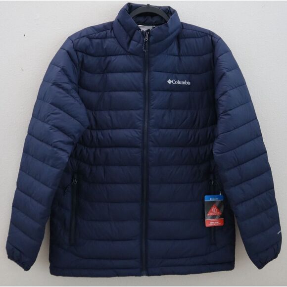 Columbia WO1111-467 Mens Sz M Navy Blue Powder Lite Omni-Heat Puffer Jacket - Picture 1 of 15
